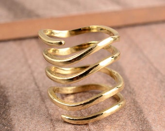 Brass Coil Ring: Modern Spiral Wrap Around Thumb Ring