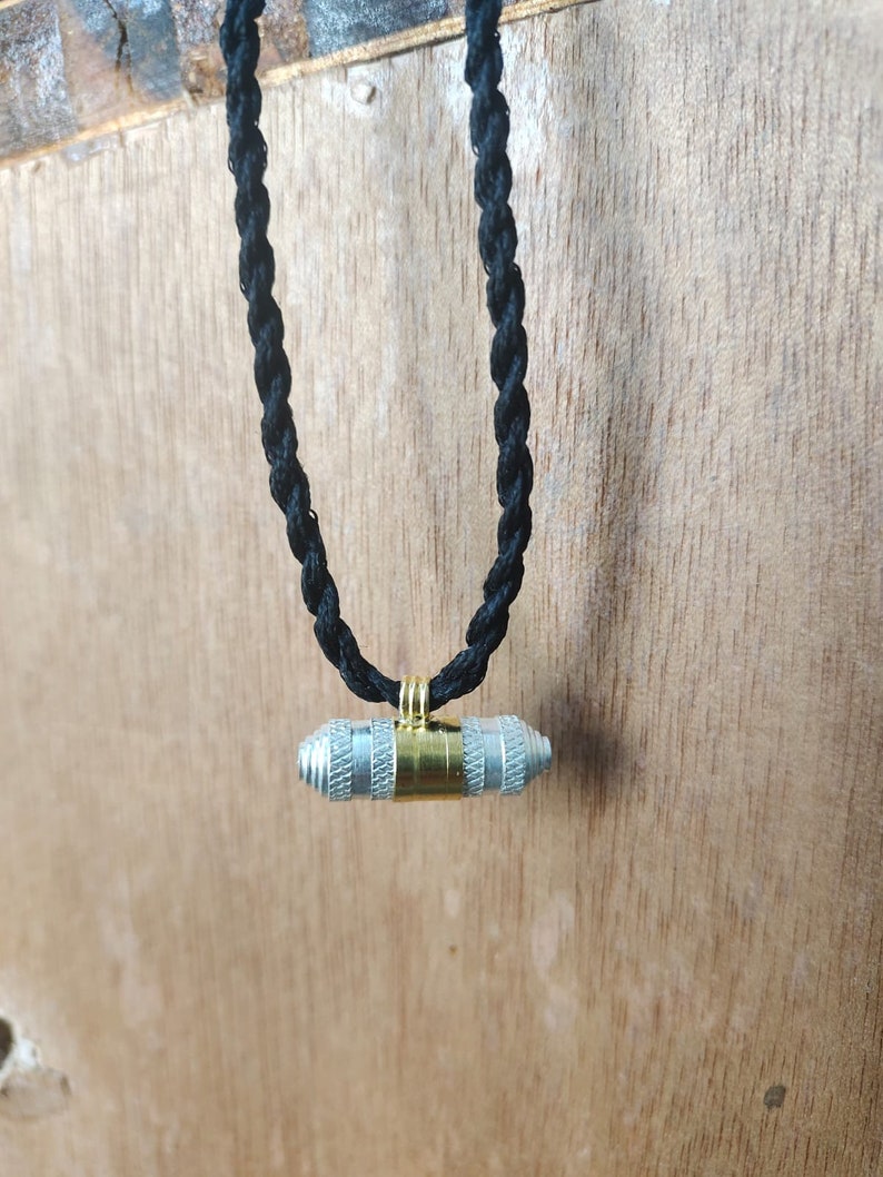 Brass Kavach Taweez: Silver Prayer Amulet Locket With Black Thread - Etsy