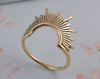Sun Ring, Rising Sun Ring, Gold Dainty Ring, Spike Ring, Statement Ring, Trendy Ring, Celestial Ring, Minimalist Ring, Personalized Gifts