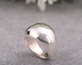 Sterling Silver Dome Ring: Wide Statement Ring, Minimalist Jewelry