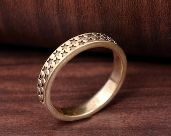 Gold Star Stacking Ring: Dainty Celestial Band, Handmade Brass Jewelry