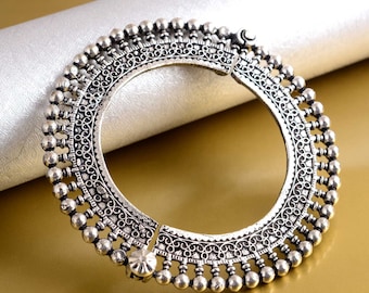 Pulseira Kada de Prata Oxidada: Pulseira de Latão Indiano