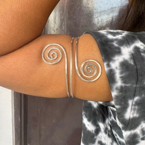Spiral Brass Upper Arm Cuff: Handmade Boho Jewelry
