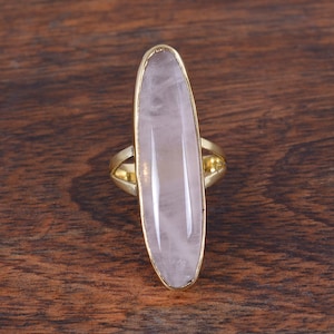 Rose Quartz Ring, Pink Rose Quartz Ring, Brass Ring, Handmade Jewelry, Gemstone Ring, Women Rose Quartz Ring, Gift For Her