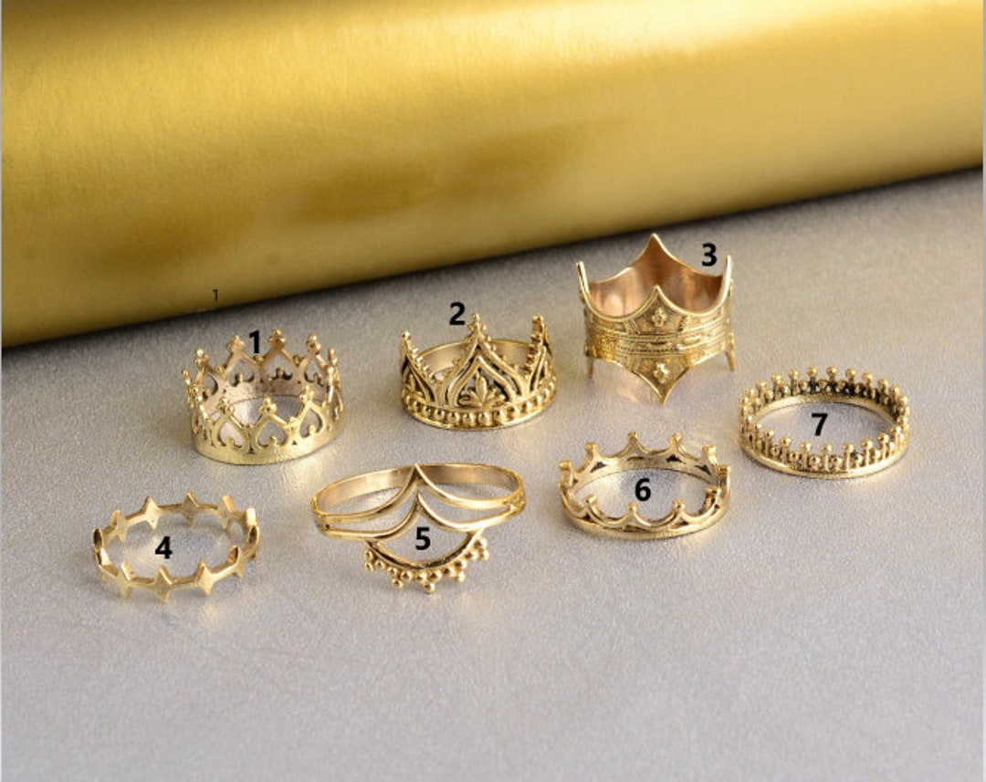 Crown Rings Set,gold Crown Ring,crown Band,princess Ring,women Ring
