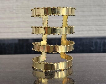 Handmade Wide Brass Cuff Bracelet: Chunky Gold Bangle