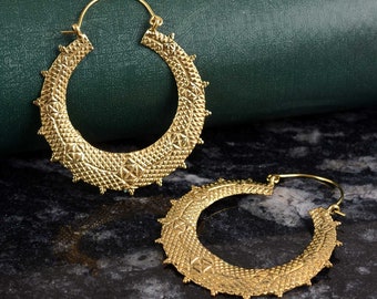 Hammered Brass Hoop Earrings: Handmade Statement Jewelry