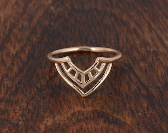 Anello con corona in filigrana d'oro - Gioielli reali in ottone fatti a mano