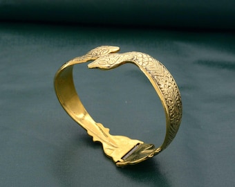 Bracciale rigido doppio serpente in ottone fatto a mano