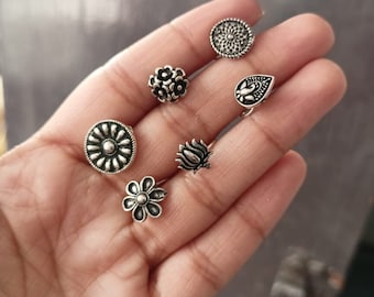 Handmade Brass Indian Nose Stud: Boho Tribal Nose Jewelry