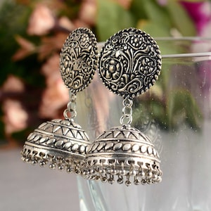 Indian Jhumka Earrings, Oxidized Handmade Jhumka Earrings, Traditional Jhumka Jhumki Earrings, Ethnic Earrings, Tribal Earring, Gift for her