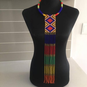 Zulu Beaded Necklace Fringe Statement Jewelry