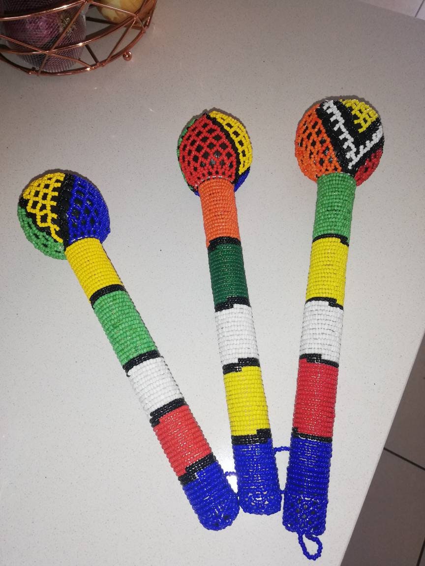 Zulu Beaded Stick Beaded Knobkerrie Etsy