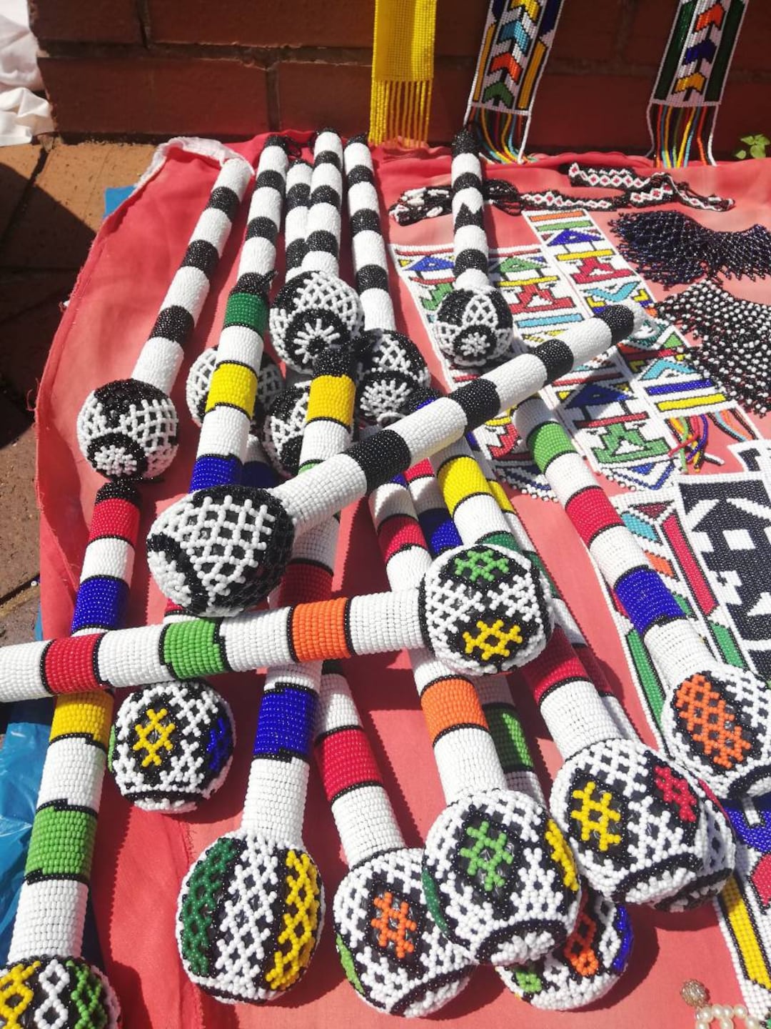 Zulu Beaded Stick Beaded Knobkerrie Etsy