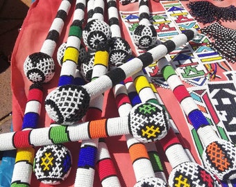 Zulu Beaded Stick | Beaded Knobkerrie