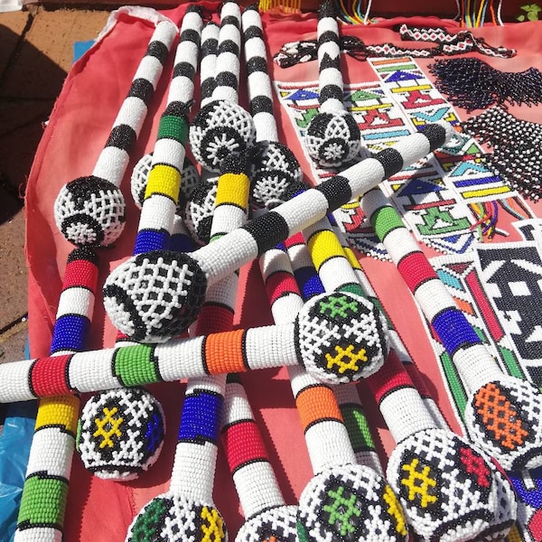 Zulu Beaded Stick | Beaded Knobkerrie