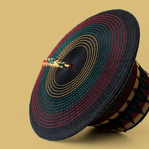 Rasta Zulu Hat African Hat Isicholo African Bucket Hat Gold Zulu Hat Black and Gold Zulu Hat Zulu Basket Hat African Crown image 2