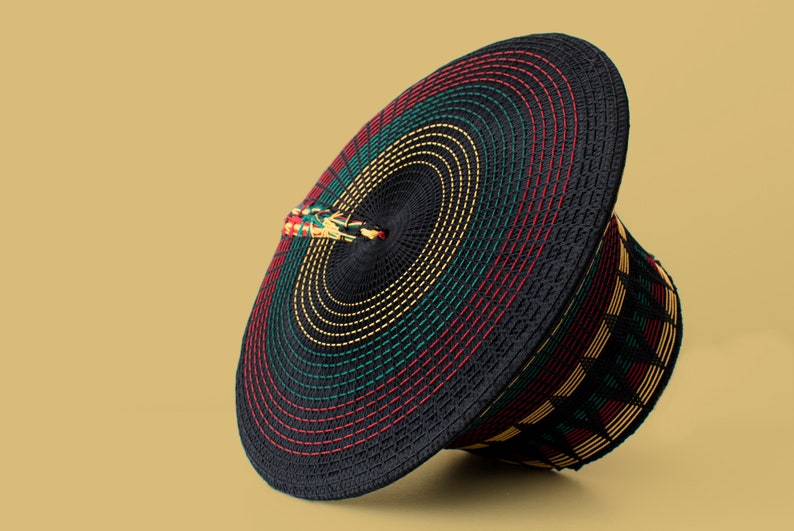 Rasta Zulu Hat African Hat Isicholo African Bucket Hat Gold Zulu Hat Black and Gold Zulu Hat Zulu Basket Hat African Crown image 2