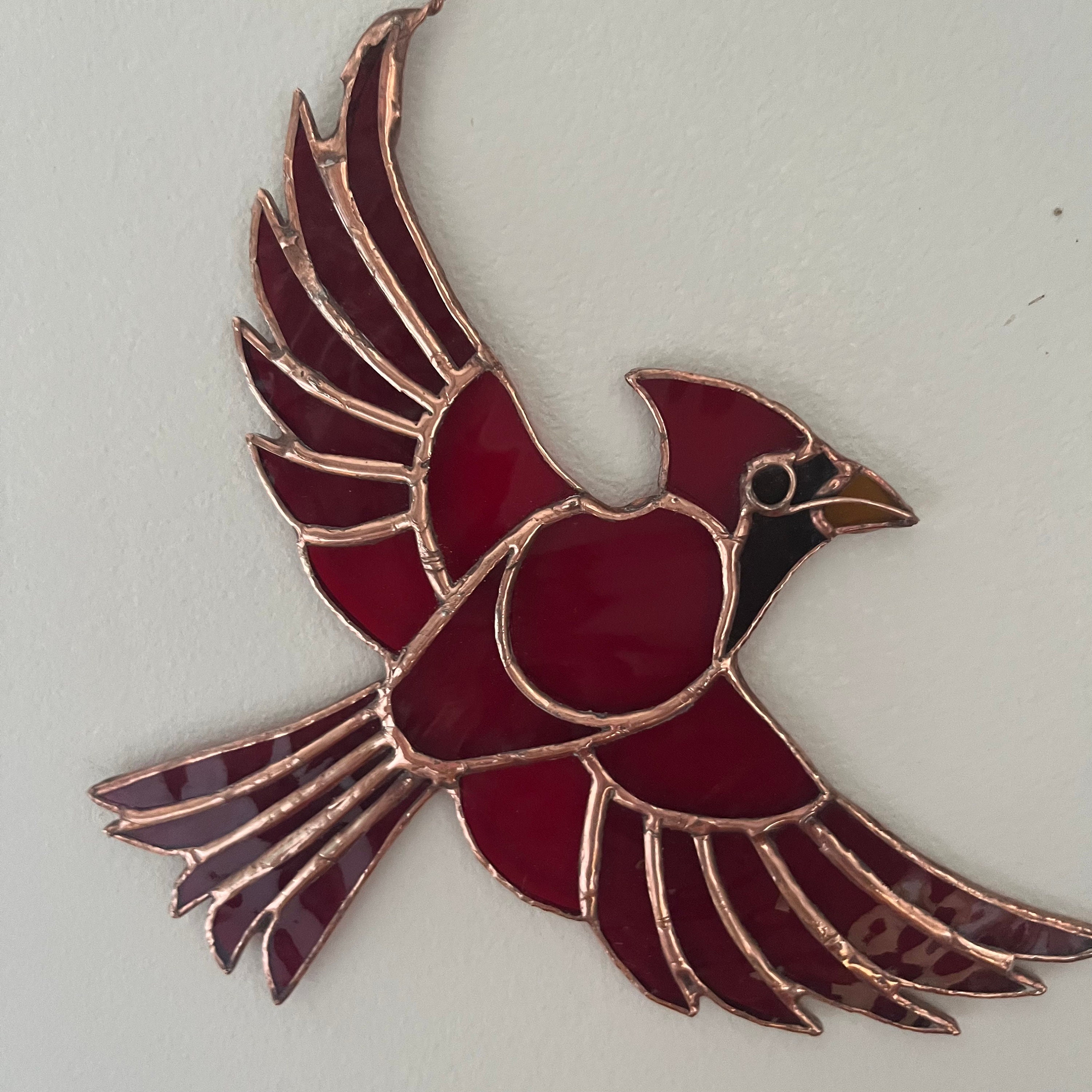 Cardinal Sun Catcher Stained Glass Light Catcher Etsy