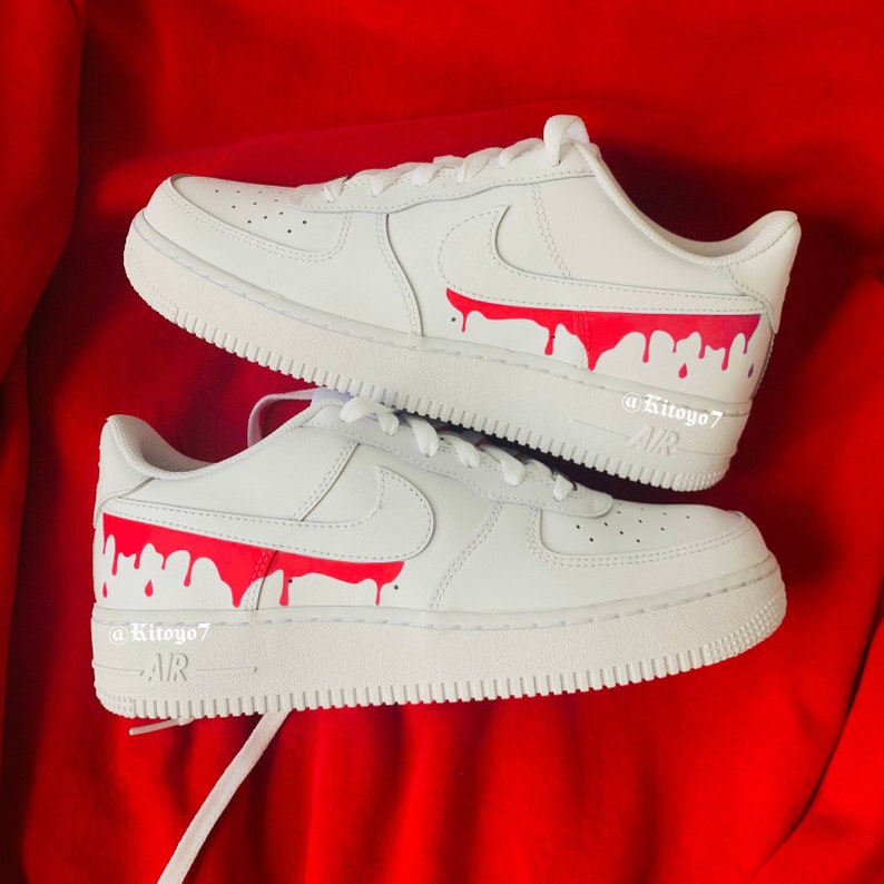 Reflective Red drip Nike Air Force 1 reflective Nike shoes | Etsy