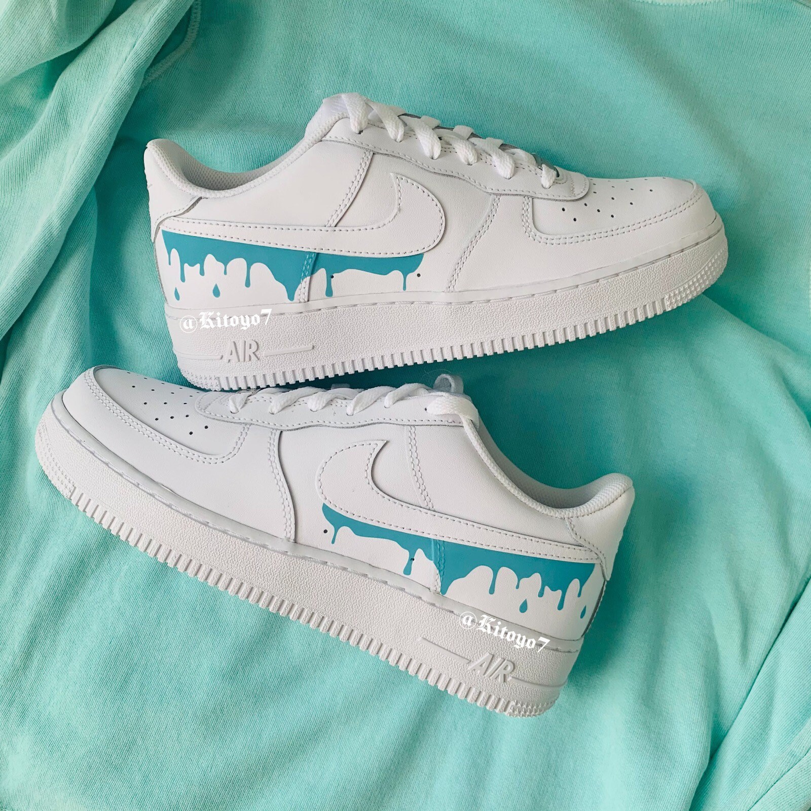 Reflective Blue drip Nike Air Force 1 reflective Nike shoes Etsy