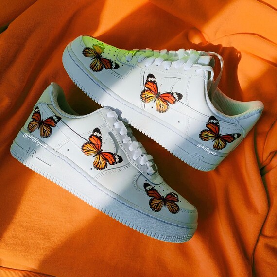 orange butterfly air force ones