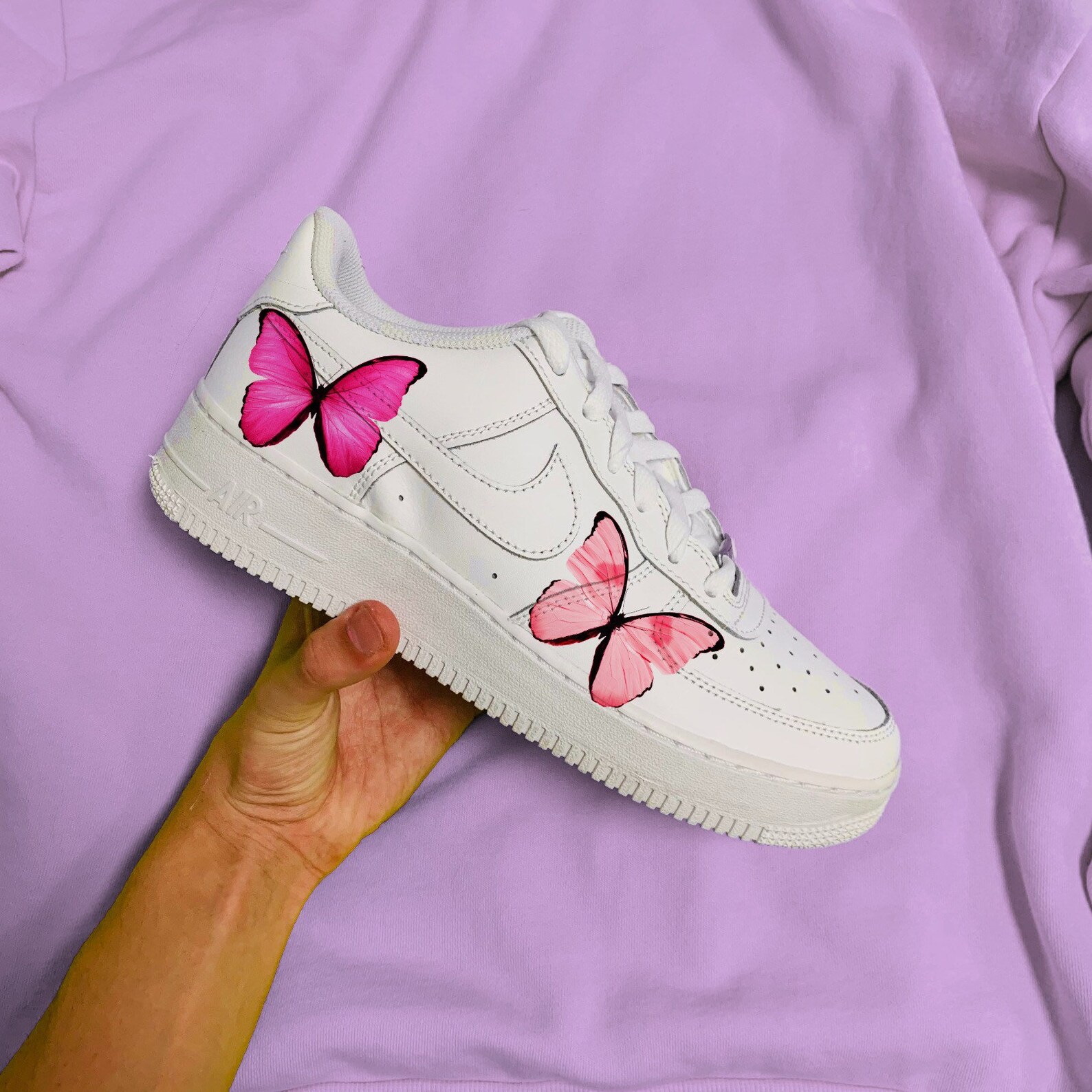 Pink Butterflies Nike Air Force 1 custom butterfly Nike | Etsy