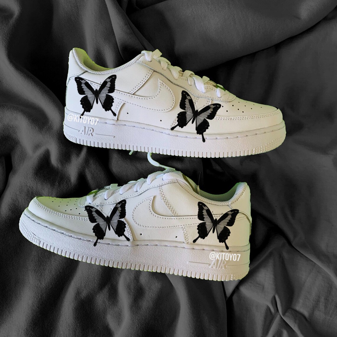 black air forces with butterflies