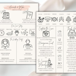 Infographic Wedding Program, Wedding Program, Wedding Program Timeline, Fully Editable Canva Template, Program Card, Modern Program