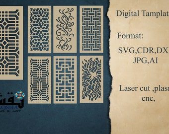 Digital templates 6 File(svg,dxf,jpg,cdr,ai) handmade decoration ,panel,stencil,screen,laser cut,cnc