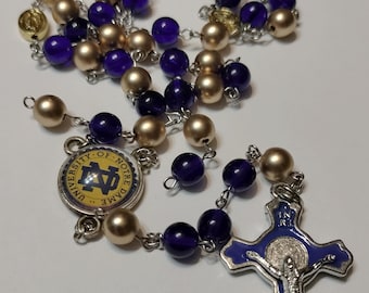 Notre Dame Fighting Irish fan rosary!  Hand-crafted.