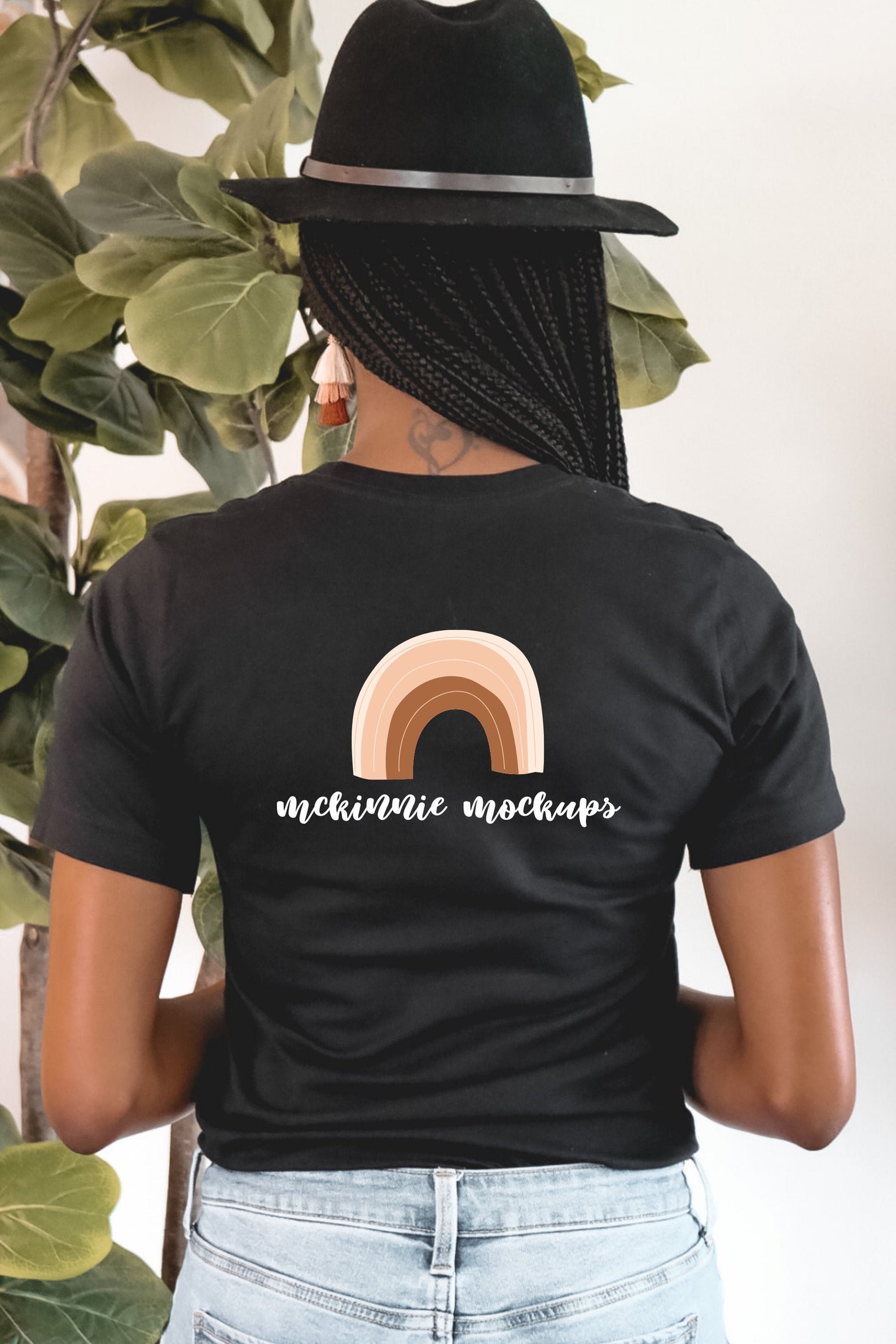 Download Black Model Mockup Bella Canvas 3001 Black T-Shirt Mockup ...