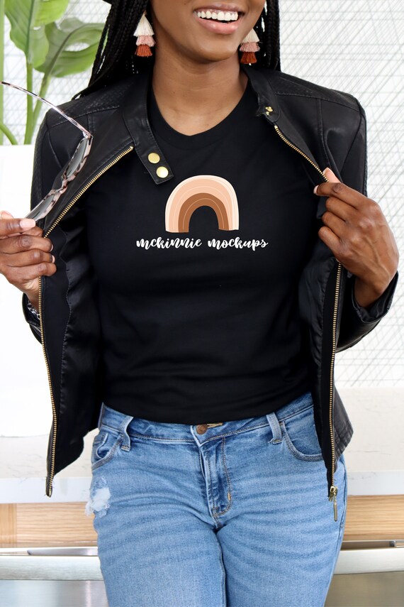Download Black Model Mockup Bella Canvas 3001 Black T Shirt Mockup Etsy