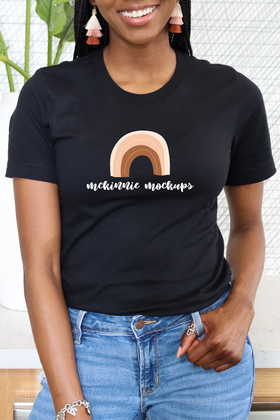 Download Black Model Mockup Bella Canvas 3001 Black T-Shirt Mockup | Etsy