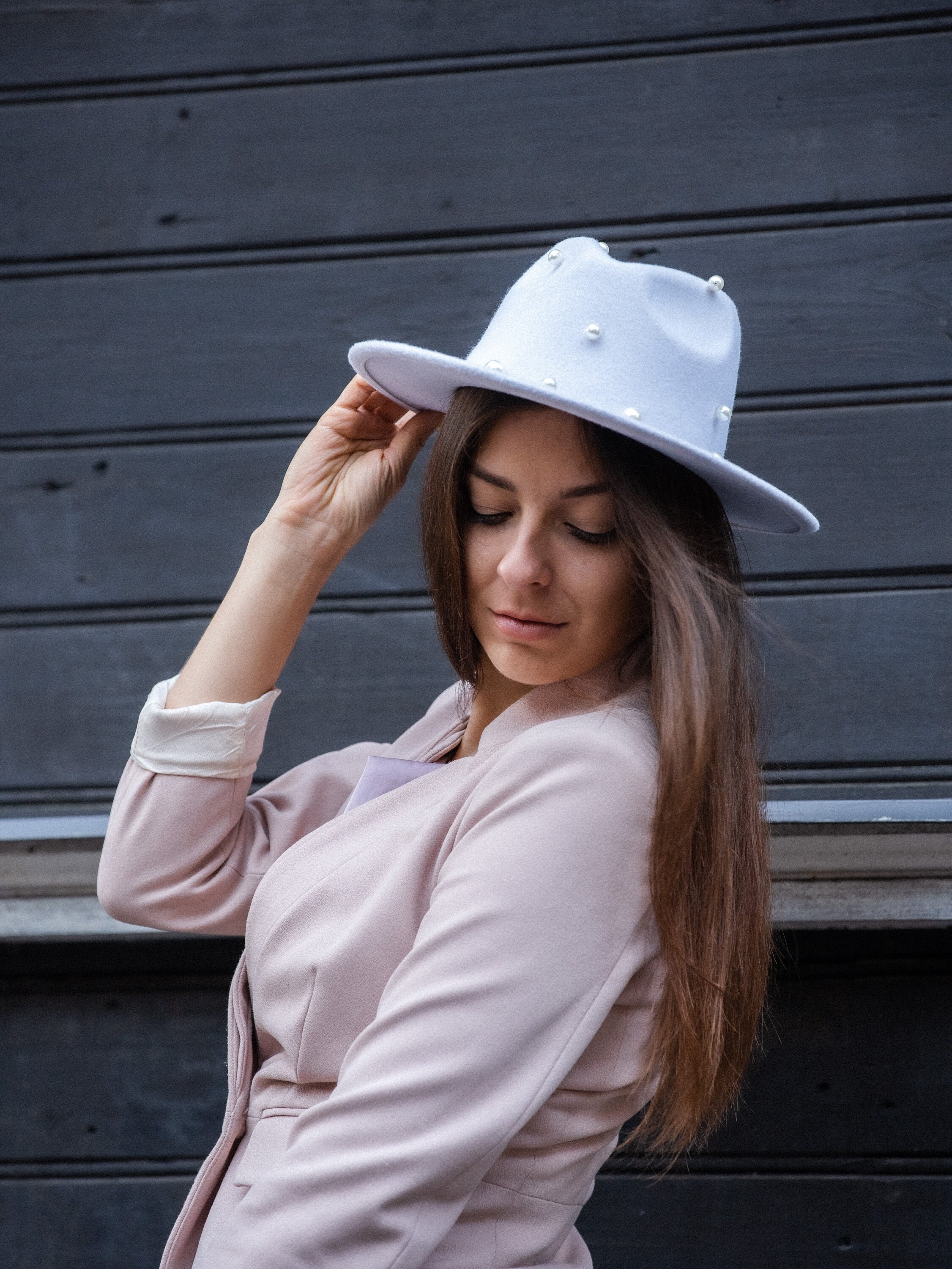 Wedding Fedora Hat, White Wool Hat With Pearls - Etsy display picture 1