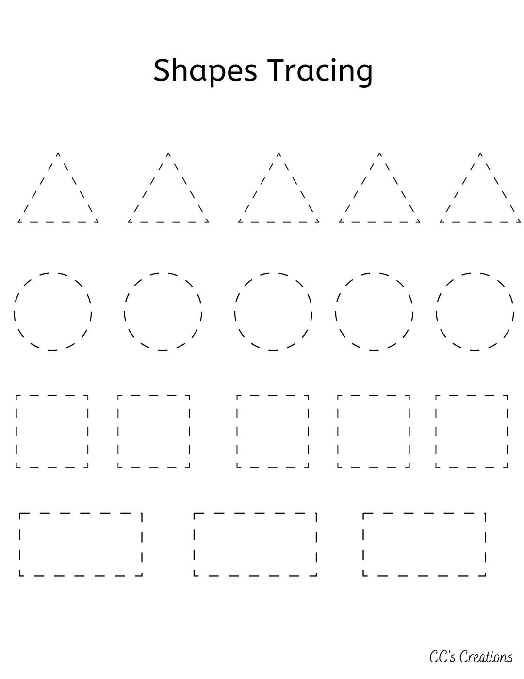 Tracing Shapes Worksheets For Preschool Shape Tracing Worksheets