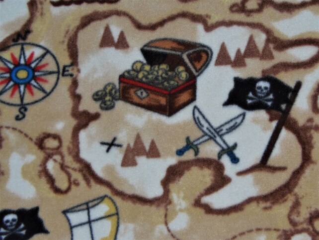 Pirate Map and Treasure fleece tie blanket