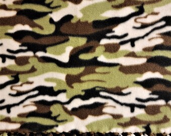Camo Green, Brown, & Black fleece tie blanket