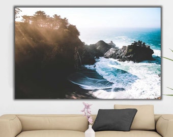 Impressão em tela de ondas costeiras: arte de parede de praia oceânica
