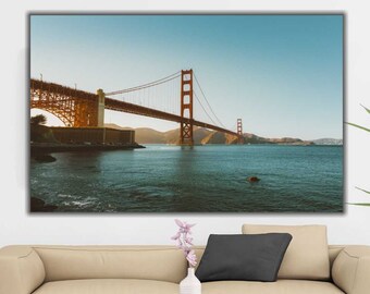 San Francisco Golden Gate Bridge Canvas Print | Sunset Bridge Art, California Wall Art, Office Print, Golden Gate Bridge, Golden Gate Art