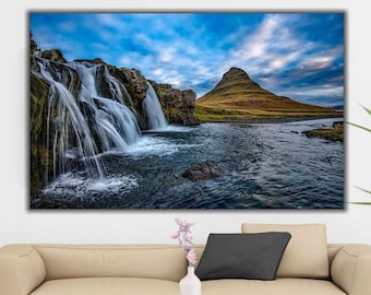 Iceland Waterfall Canvas Art, Landscape Wall Decor