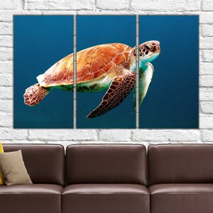 Sea Turtle Canvas Print: Ocean Wall Art, Blue Water Artwork