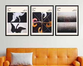 Hilma Af Klint Print Set of 3, The Swan Print, Abstract Wall Art, Exhibition Poster