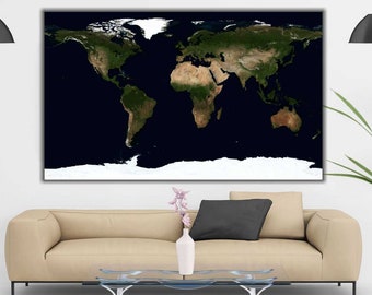 World Map Canvas Art| Blue World Map, Large World Map Decor, Map Poster, World Map Wall Art, World Map Travel, Travel Wall Art, Wanderlust