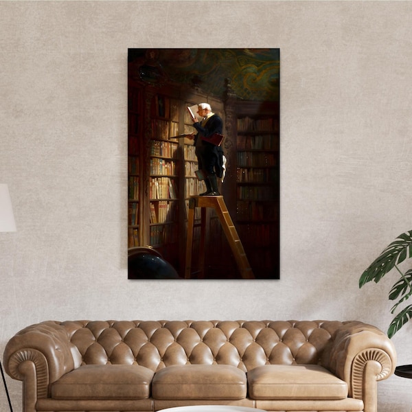 Carl Spitzweg - The Bookworm Canvas Art, Library Art Print, Famous Painting, Spitzweg Wall Art,Reproduction Canvas Home Decor,Ready To Hang!