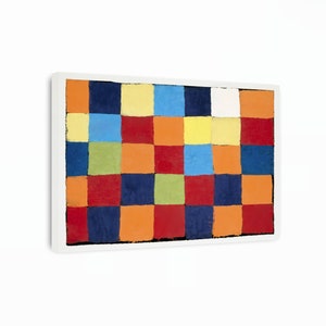 Lienzo de Paul Klee, Carta de colores Qu 1, Arte mural de Klee, Lienzo geométrico abstracto, Arte mural Bauhaus, Reproducción de lienzo, Decoración moderna del hogar