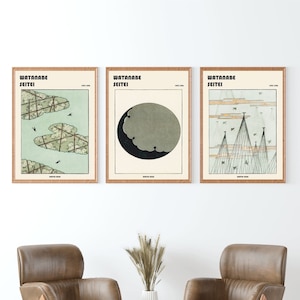 Watanabe Seitei Set of 3 Poster - Bijutsu Sakai 1893-1896, Japanese Print, Japanese Poster, Japanese Woodblock Prints,Watanabe Seitei Prints