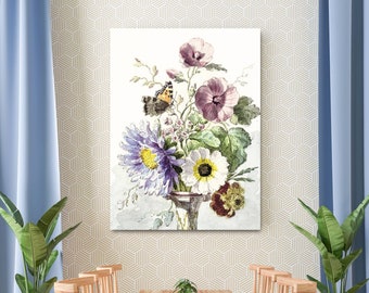 Florales Leinwandbild: Willem van Leen Blumenstrauß mit Schmetterling