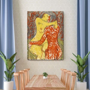 Love Scene 1908 by Ernst Ludwig Kirchner Canvas Art Print, Kirchner Wall Art, The Kiss, Reproduction Canvas Print, Expressionism Art Print