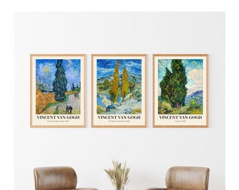 Van Gogh Landscape Prints Set of 3: Impressionism Art Posters